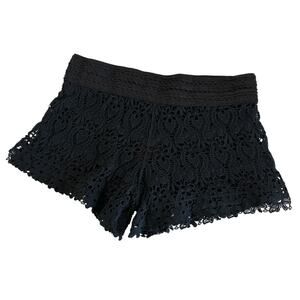 Breeze Ever Y2K Whimsygoth Black Crochet Floral Lace Stretch Cotton Shorts Large